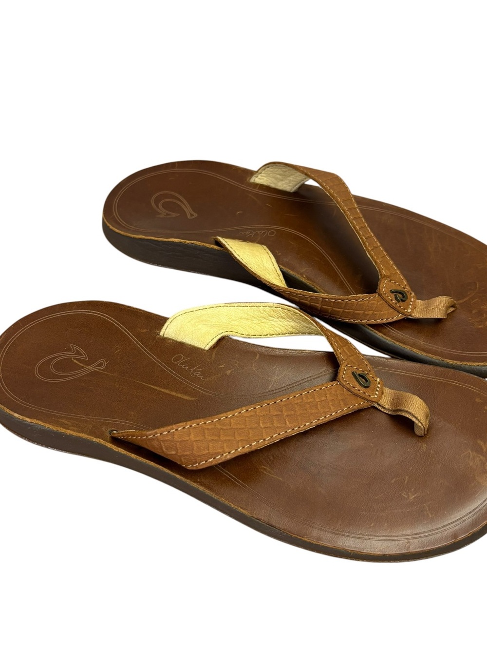 Olukai Shoes Pua Brown Leather Slip On Thong Sandals Women’s Size US  7 EU 37
